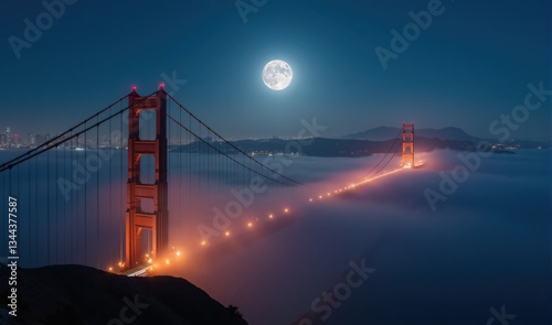 Golden Gate Gibbous Moon