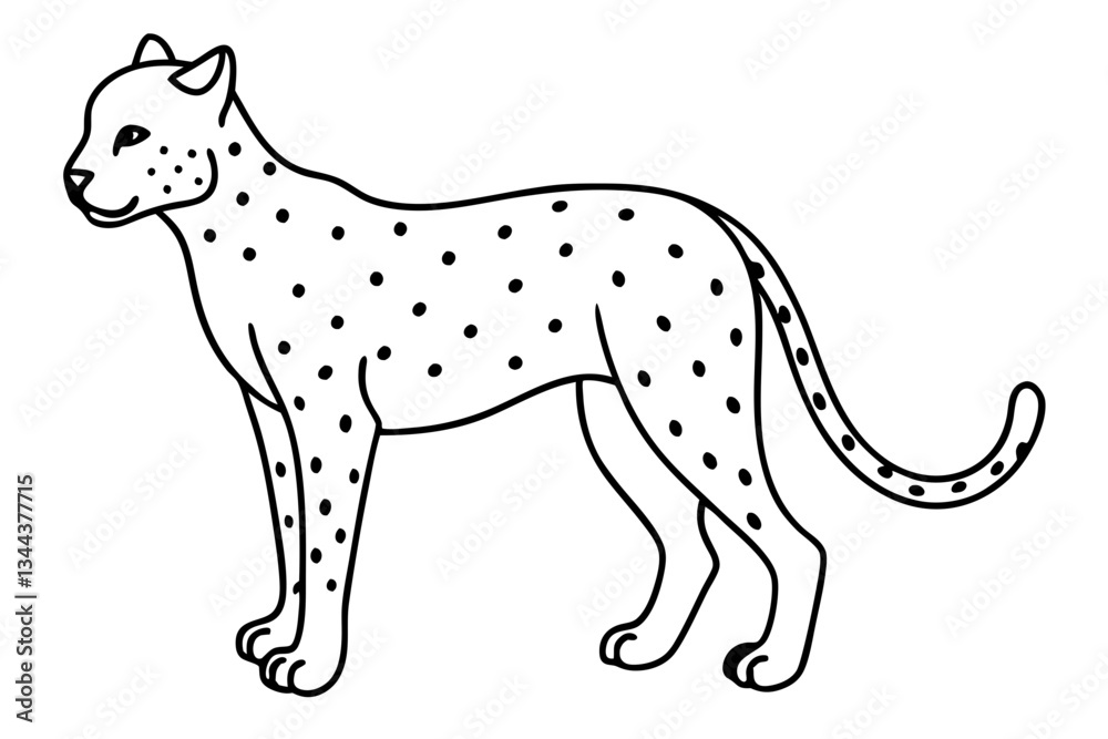 Fototapeta premium cheetah line art silhouette vector illustration