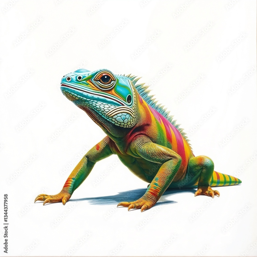 Fototapeta premium Colorful Iguana: A Vibrant Display of Nature's Beauty 