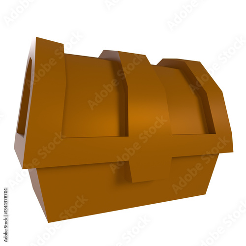 Brown treasure chest wooden style isolated on transparent