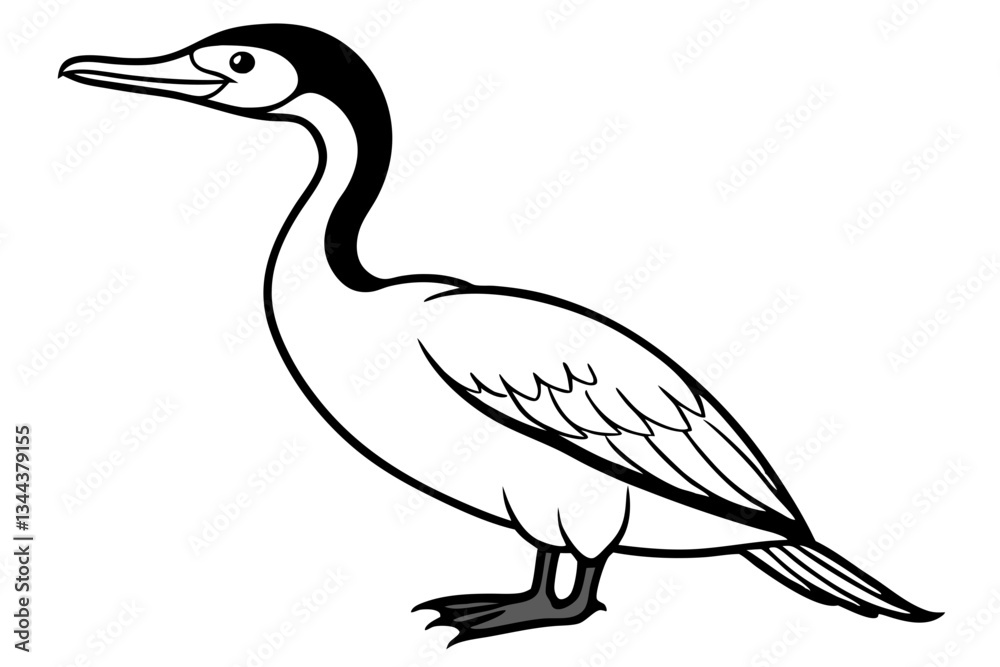 cormorant line art silhouette vector illustration cormorant line art silhouette vector illustration