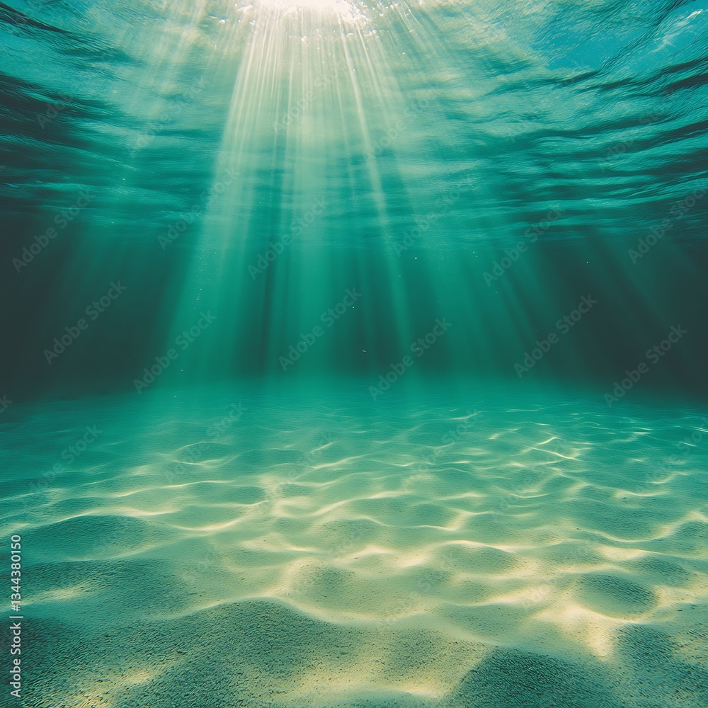 Sunlight Through Water over Sand in Ocean Floor Sunlight Through Water over Sand in Ocean Floor