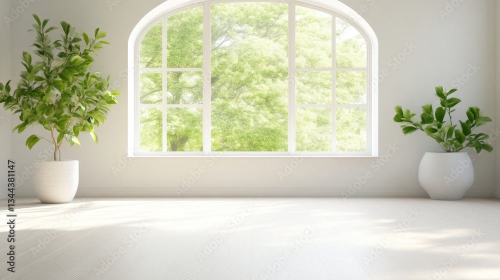 Fototapeta premium Bright Room with Garden View