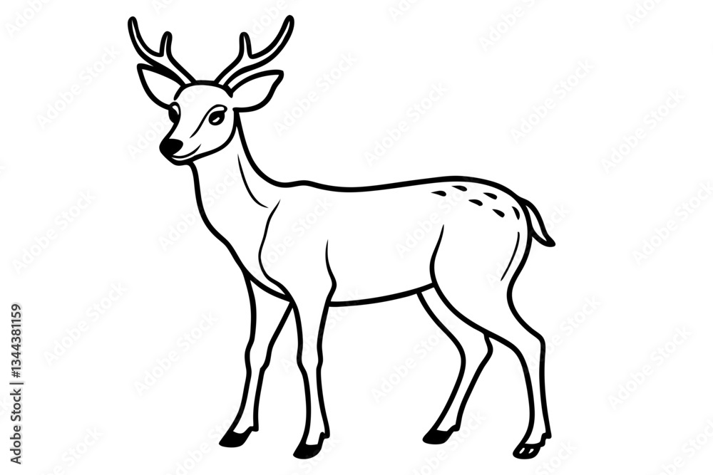 deer line art silhouette vector illustration deer line art silhouette vector illustration