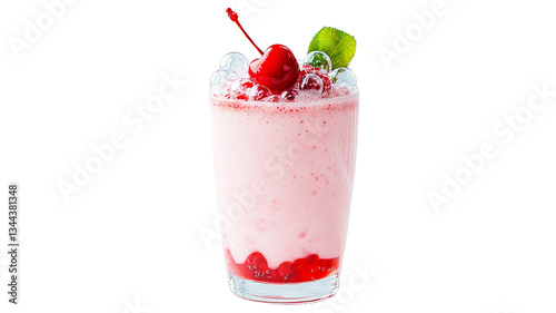 Wallpaper Mural Refreshing pink smoothie topped with cherries and lime isolated on transparent background Torontodigital.ca