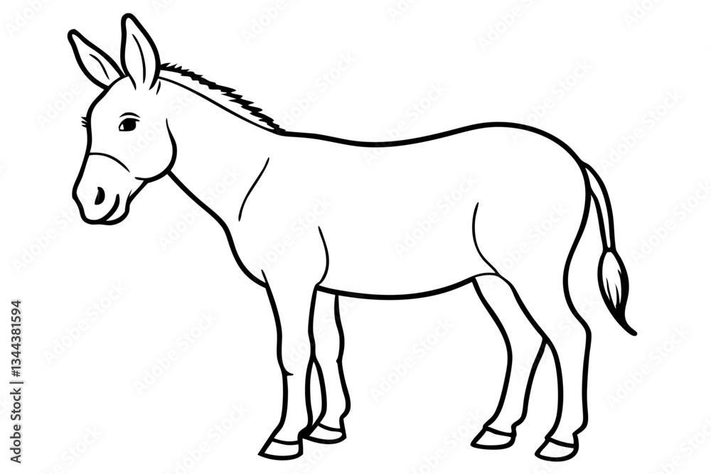 Fototapeta premium donkey line art silhouette vector illustration