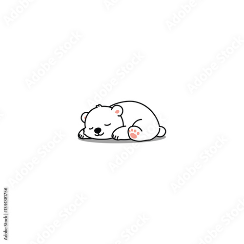 Cute polar bear sleeping cartoon, vector illustration