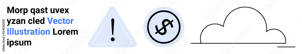 Warning triangle, dollar sign in a circle, and cloud outline evoke ideas of alert, finance, and cloud computing. Ideal for safety, finance, risk, security technology investments simple landing Warning triangle, dollar sign in a circle, and cloud outline evoke ideas of alert, finance, and cloud computing. Ideal for safety, finance, risk, security technology investments simple landing