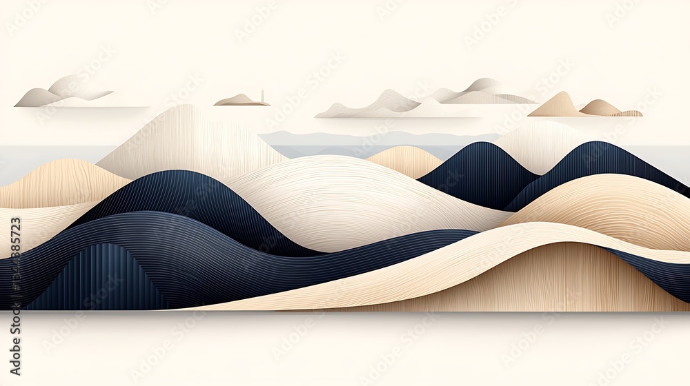 Minimalist, layered mountain landscape design