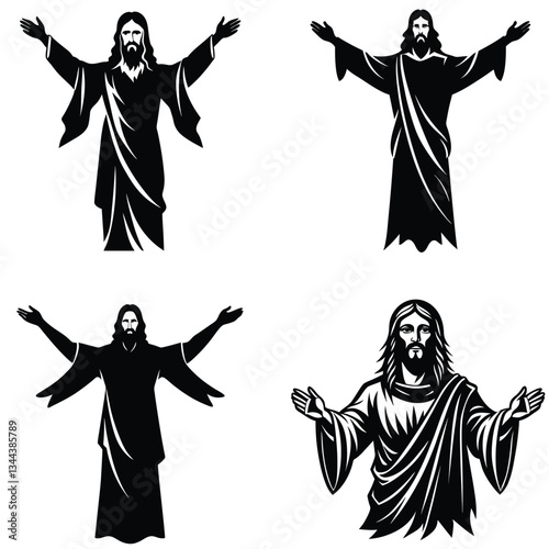 Jesus silhouette vector illustration on white background