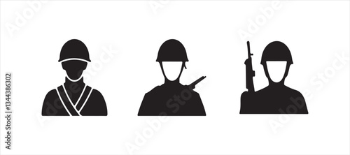 Army soldier vector set hand drawn illustration on white background. army, soldier, logo set.