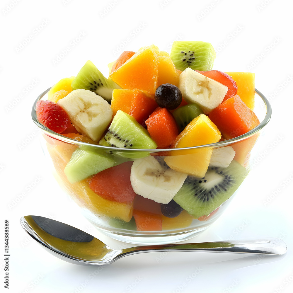 Fresh fruit salad in glass bowl Fresh fruit salad in glass bowl