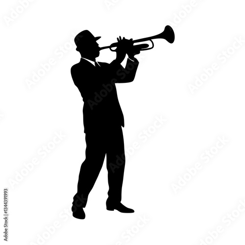 Silhouette of a man playing the saxophone at a jazz concert