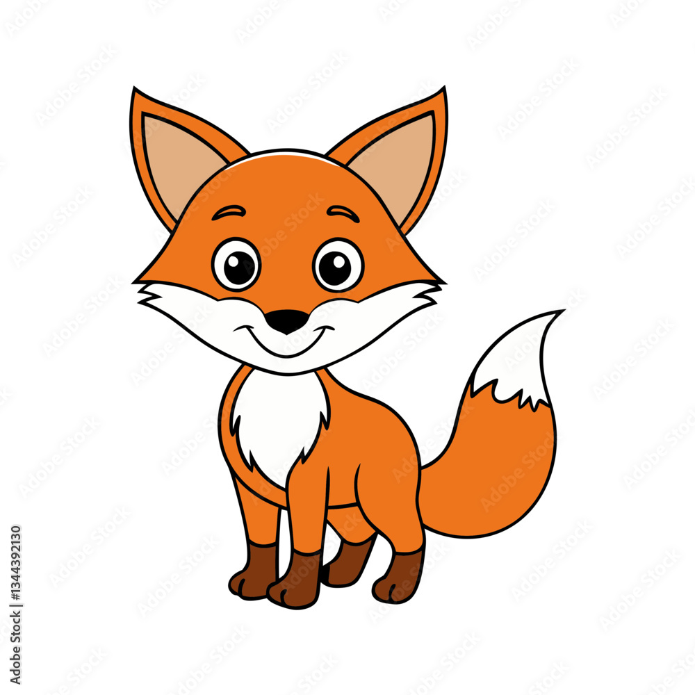 Obraz premium Cute Fox Cartoon Vector Illustration