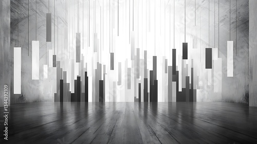 Obraz na płótnie Modern, minimalist, grayscale interior with abstract shapes w salonie