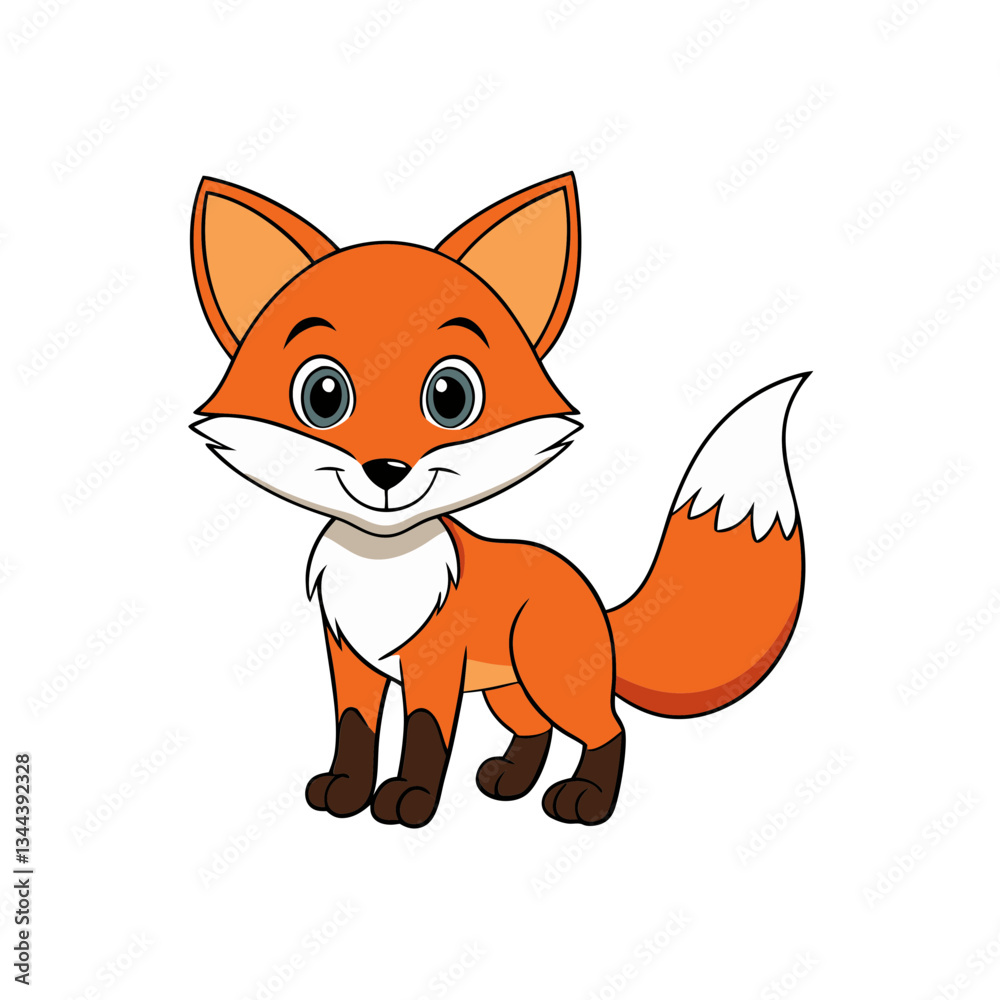 Obraz premium Cute Fox Cartoon Vector Illustration