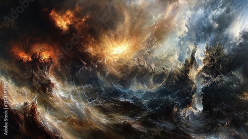 Wallpaper Mural Apocalyptic Seascape: A Dramatic Vision of Chaos and Destruction Torontodigital.ca