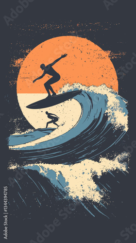 Vintage California Surfing La Jolla Beach Wave Riders Graphic for Summer Shirts