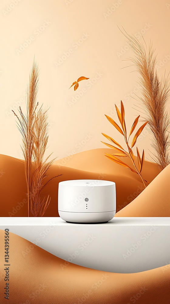 Modern white speaker on a desert scene