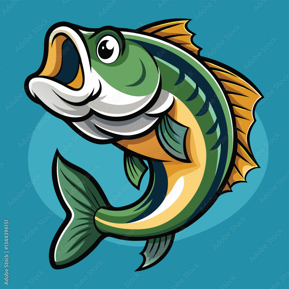 Fototapeta premium big-bass-fish-vector-cartoon-for-tshirt-big-bass