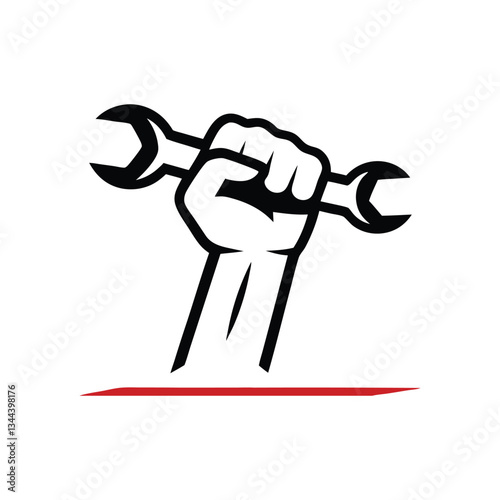 Fist Holding Wrench Vector Design.