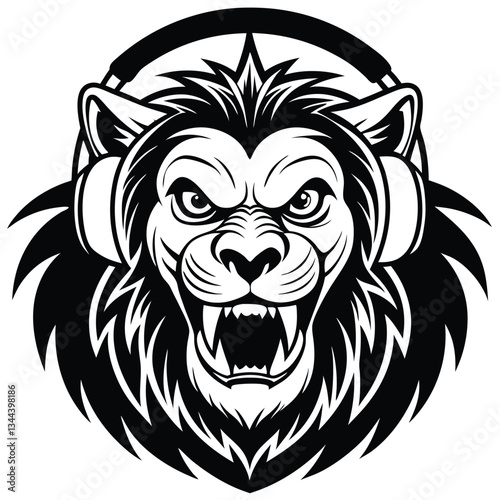 Wallpaper Mural create-a-fierce-lion-wearing-headphones mascot Torontodigital.ca