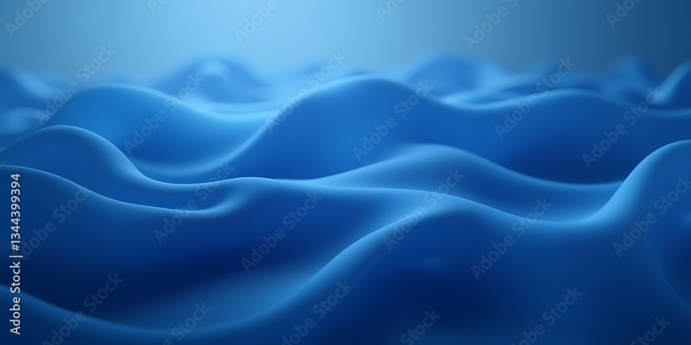 Obraz premium Abstract blue silk satin background with a soft, flowing wave texture and a luxurious, shiny design