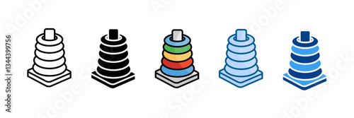 Stacking Toy Icon Set Multiple Style Collection