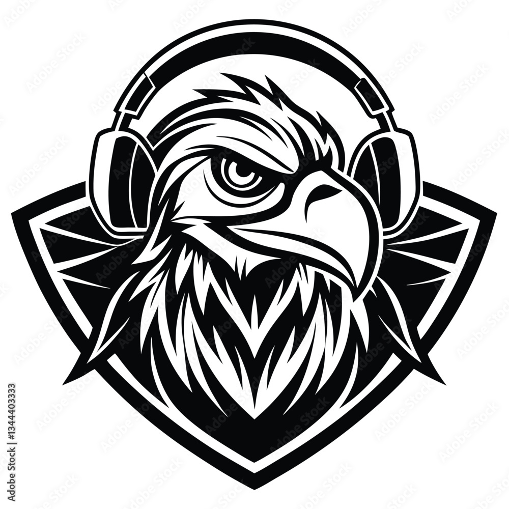 Fototapeta premium create-a-fierce-eagle-wearing-headphones-in-a-bold