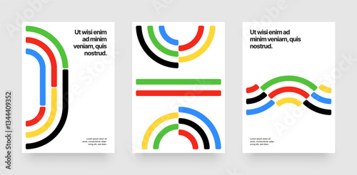 Template with abstract running track for championship, competition or sports event. Colored lines design for cover, poster or background.