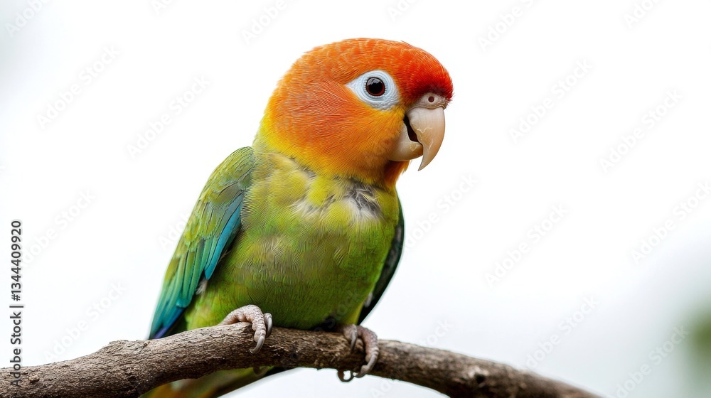 Colorful lovebird parrot on branch nature setting wildlife photography close-up viewpoint avian beauty Colorful lovebird parrot on branch nature setting wildlife photography close-up viewpoint avian beauty