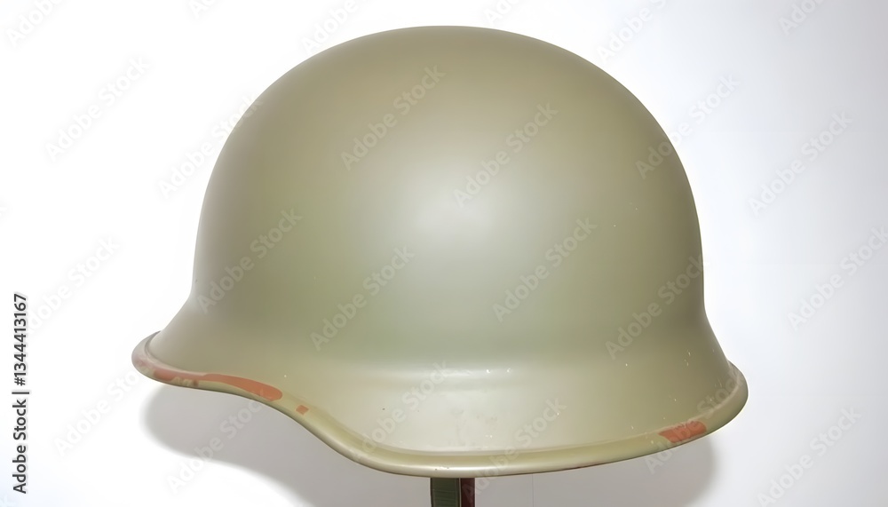 Fototapeta premium Military Helmet, Olive Green, Vintage Headgear