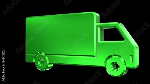 Box Truck Shiny Rotating 3D Icon 4K 60fps Looping Apple ProRes with Alpha Channel Change Color with Hue Effect