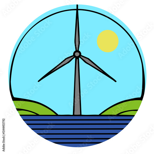 Clean Energy: Wind Turbine Icon Vector Illustration