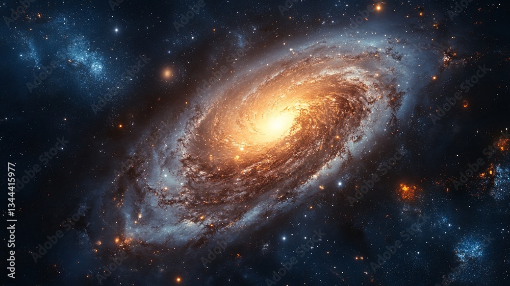 Fototapeta premium Cosmic Spiral Galaxy: A Celestial Tapestry of Stars and Nebulae
