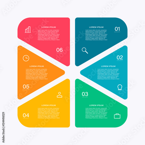 6 Steps Diagram With Space For Text. Marketing And Business Infographics