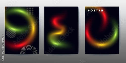 3d poster design, abstract poster set design, poster design background vector set. Cover template with vibrant abstract gradient geometric shape. Ideal design for social media, flyer, party