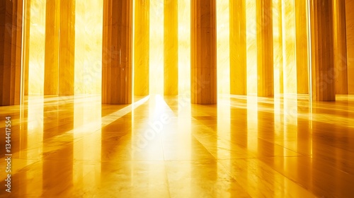 Wallpaper Mural Corridor of pillars gleaming bright gold light on marble floor, abstract use background Torontodigital.ca