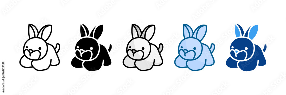 Fototapeta premium Rabbit Toy Icon Set Multiple Style Collection