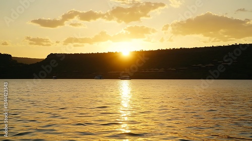 Sunset Over Water at Lake Kariba, Zimbabwe, Tourism