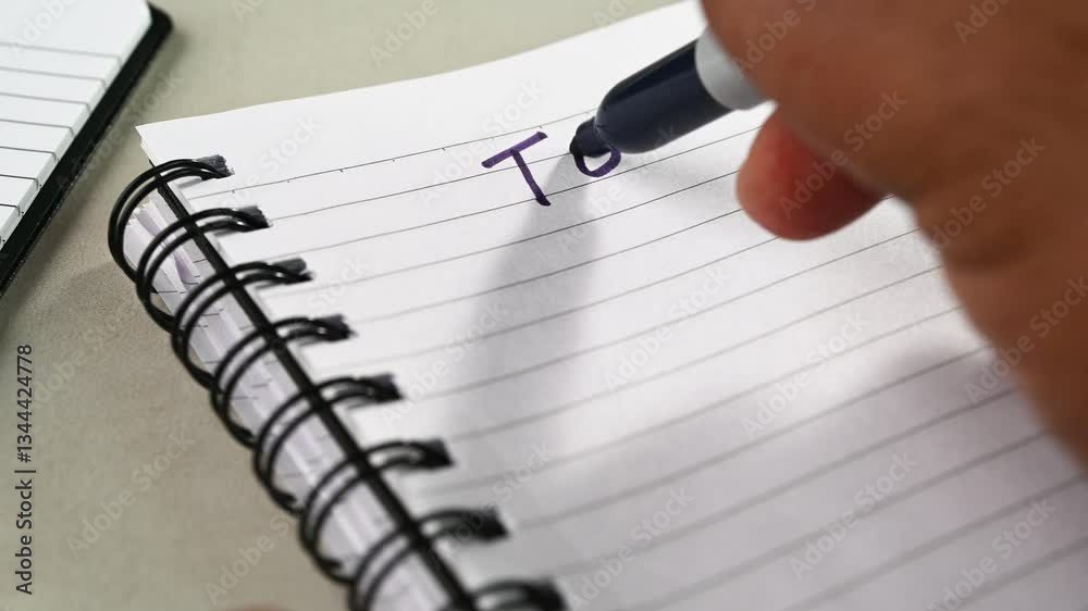 Writing todo list in a note book.