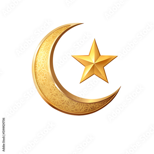 Gold moon and star elements, Symbol of Islam and Ramadan transparent background