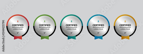 Set certificate badge circle or rounded template vector editable