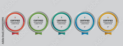 Set certificate badge circle or rounded template vector editable