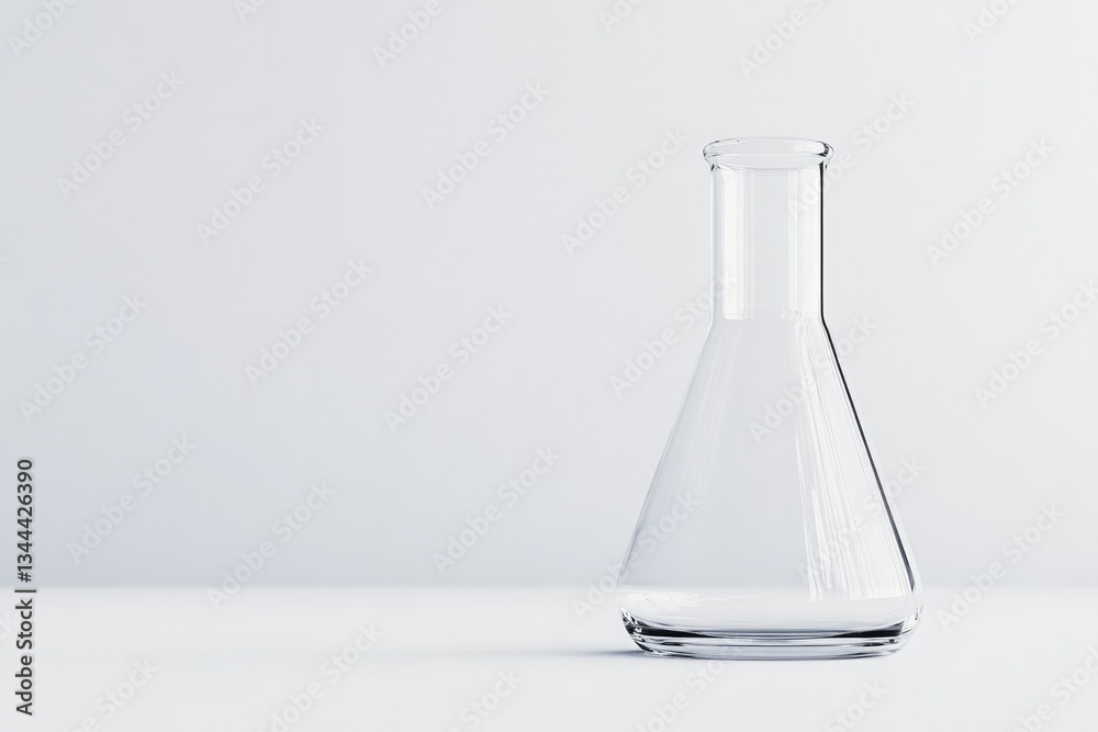 capture close-up view of single intricately detailed laboratory flask on pristine white background capture close-up view of single intricately detailed laboratory flask on pristine white background
