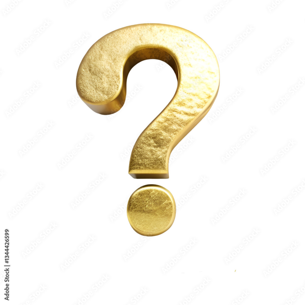Naklejka premium Golden question mark isolated on transparent background