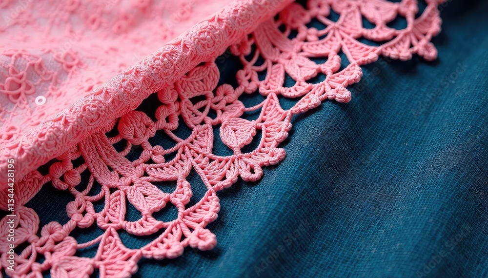 Obraz premium Geometric lace fabric, repeating motif, close-up , elegant, pattern