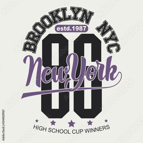 Sport t-shirt graphics. New York City athletic apparel design. Vector