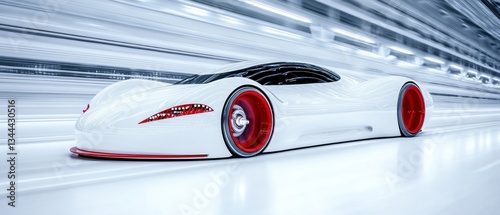 Futuristic White Sports Car Speeding Through a Modern Tunnel