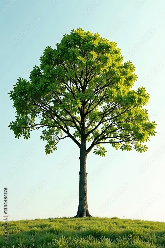 Fototapeta premium Tree in stark contrast against light colored background, branches, natural